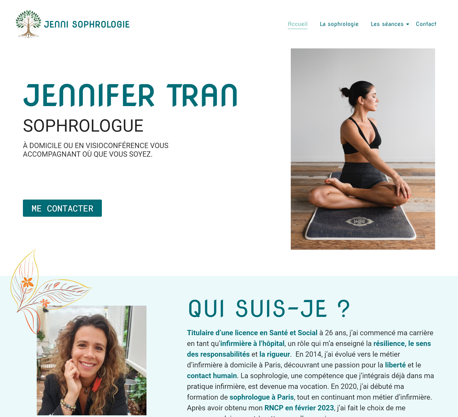 Visual of a concept of web site for Jenni sophrologie